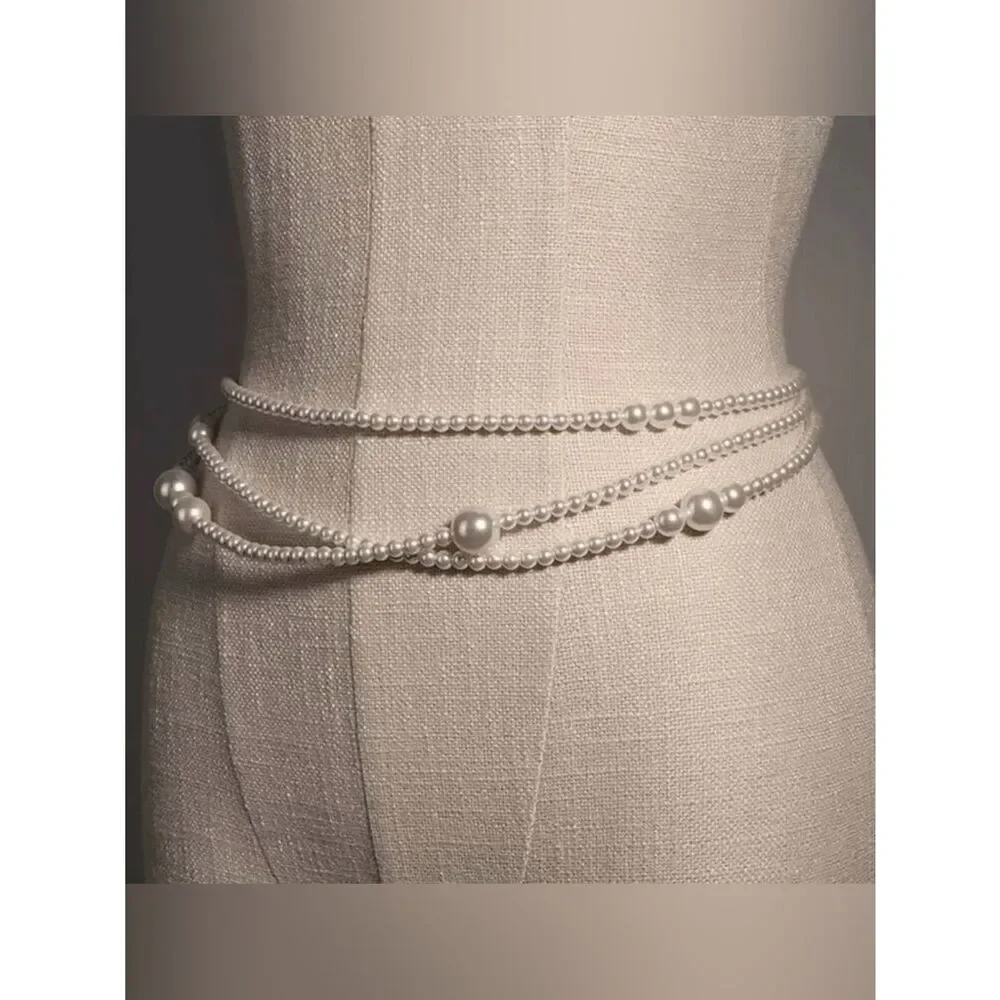 Classic Pearl Multi-Strand Waist Belt A1932